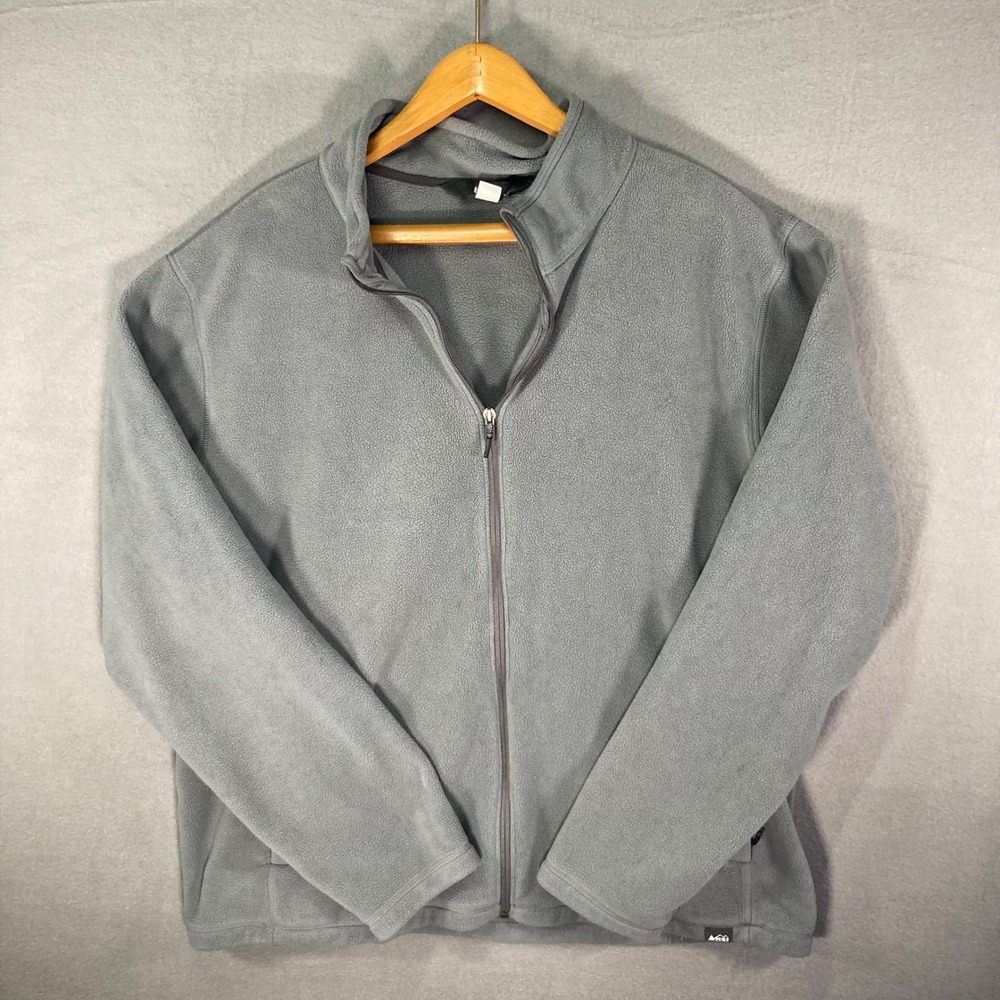 REI Co-op Mens‎ XXL Fleece Jacket Gray Full Zip Outdoor Hiking Lightweight